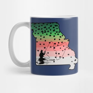 Rainbow Trout Fly Fish Missouri State Map Fly Fishing Fisherman Gifts Mug